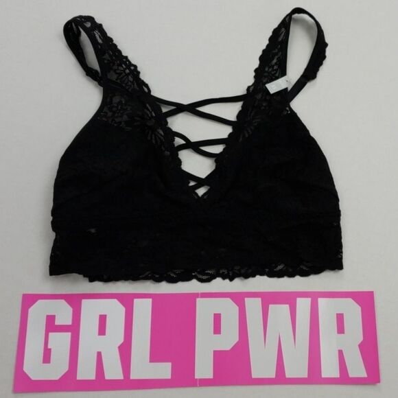 Pink Victoria's Secret black lace bralette NWT - Picture 1 of 8